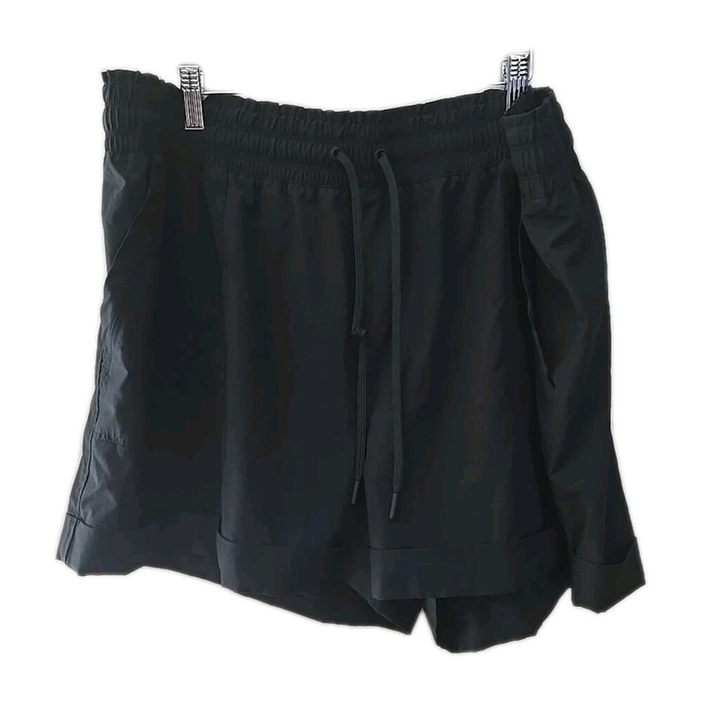 MTA Sport Black Drawstring Cuffed Hem Activewear Running Shorts Womans Size 2X‎
